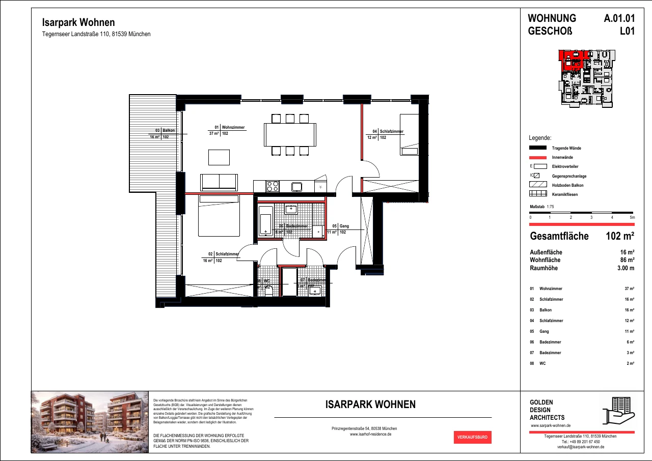 Alternative Gestaltung eines Wohnungsverkaufsplans